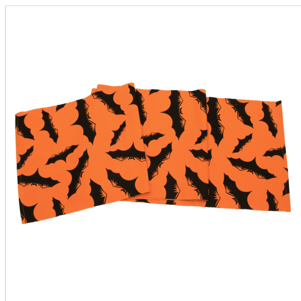 NWT Orange Batty Halloween Table Runner
